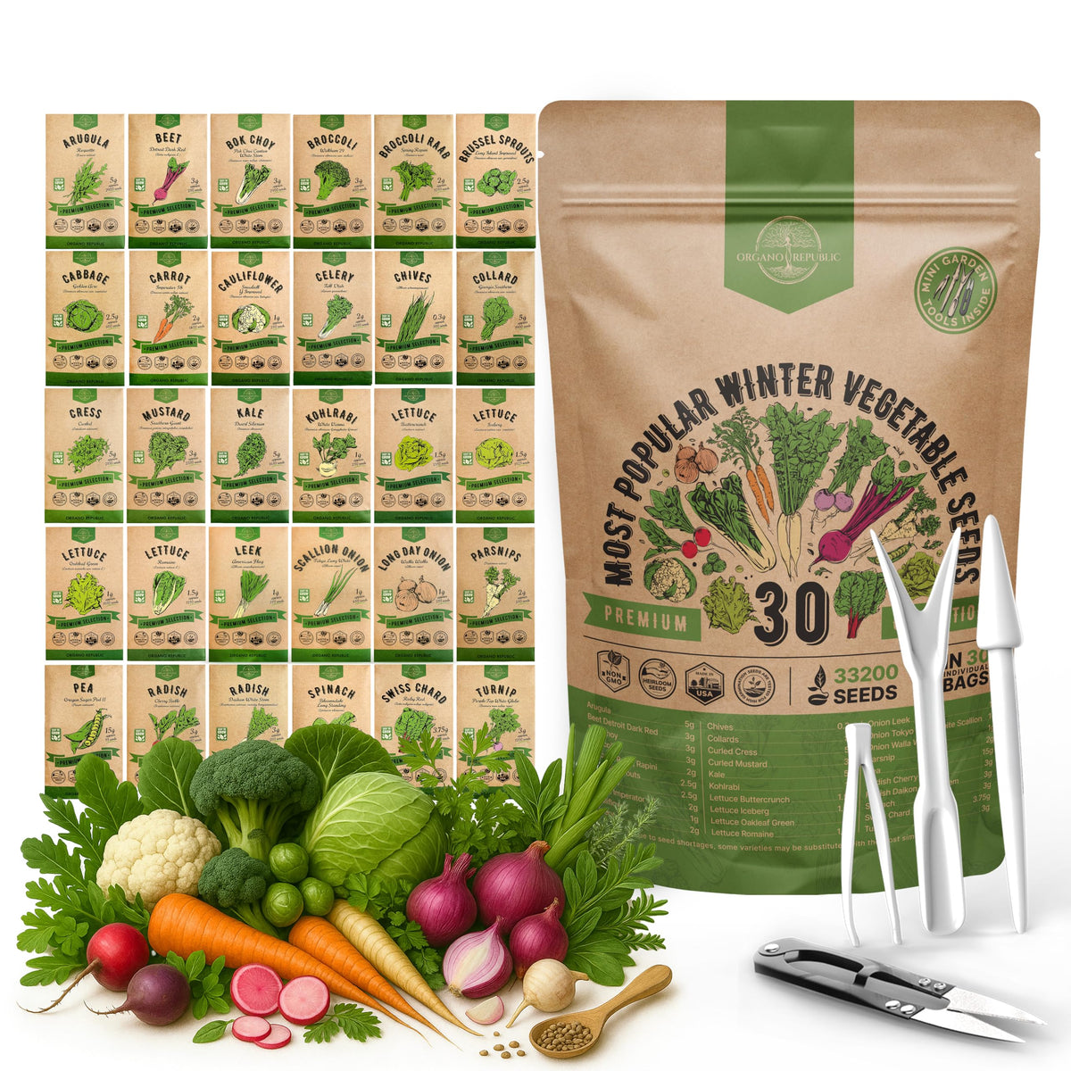 Organo Republic winter seed pack on a tray, ready for planting indoors or outdoors
