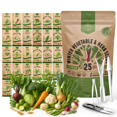 Organo Republic winter seed pack with 25 heirloom varieties for outdoor and indoor gardening.