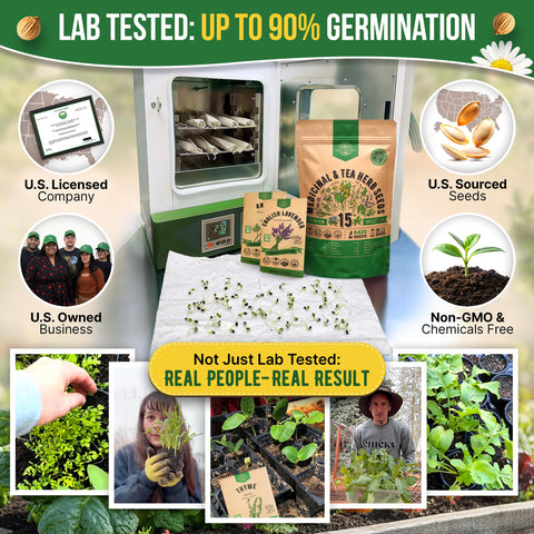 Organo Republic seed pack opened to reveal 15 herb packets