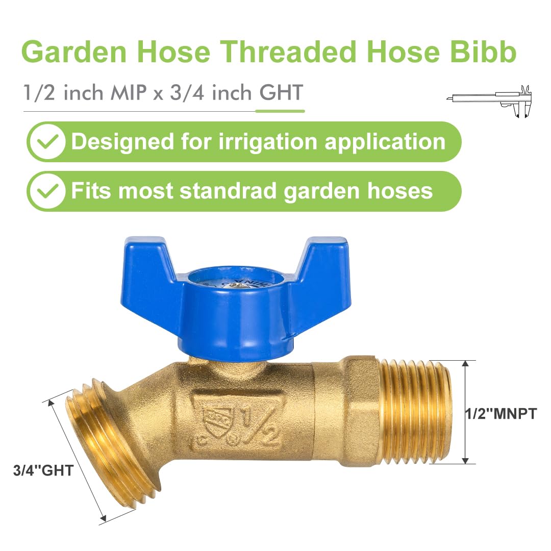 ORIANSE brass garden hose bibb handle closeup, 1/4-turn control.