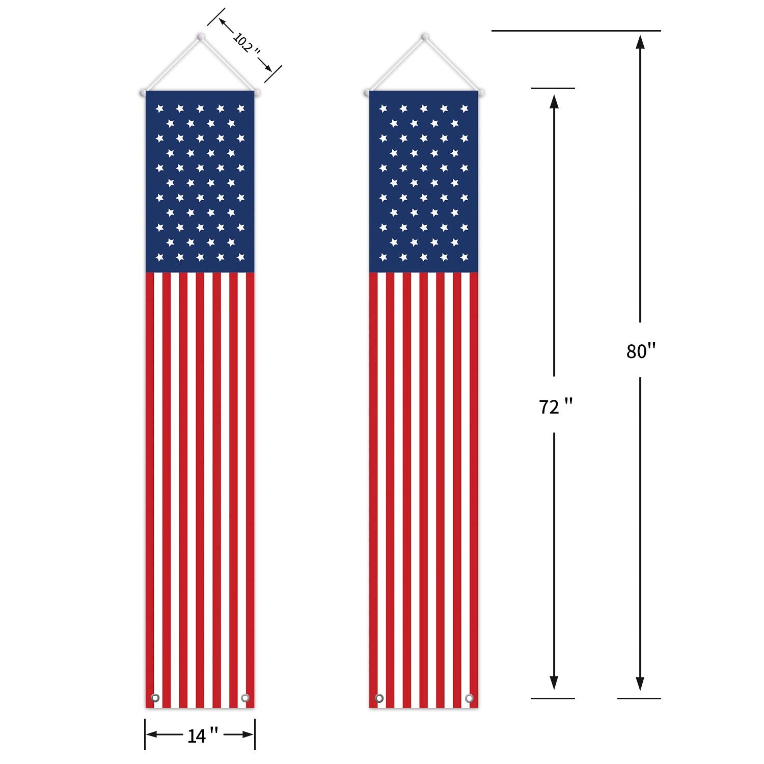 ORIENTAL CHERRY stars and stripes porch sign brightening outdoor spaces.
