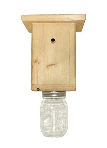 Original B Brothers carpenter bee trap side housing showcases durable unfinished pine for outdoors.