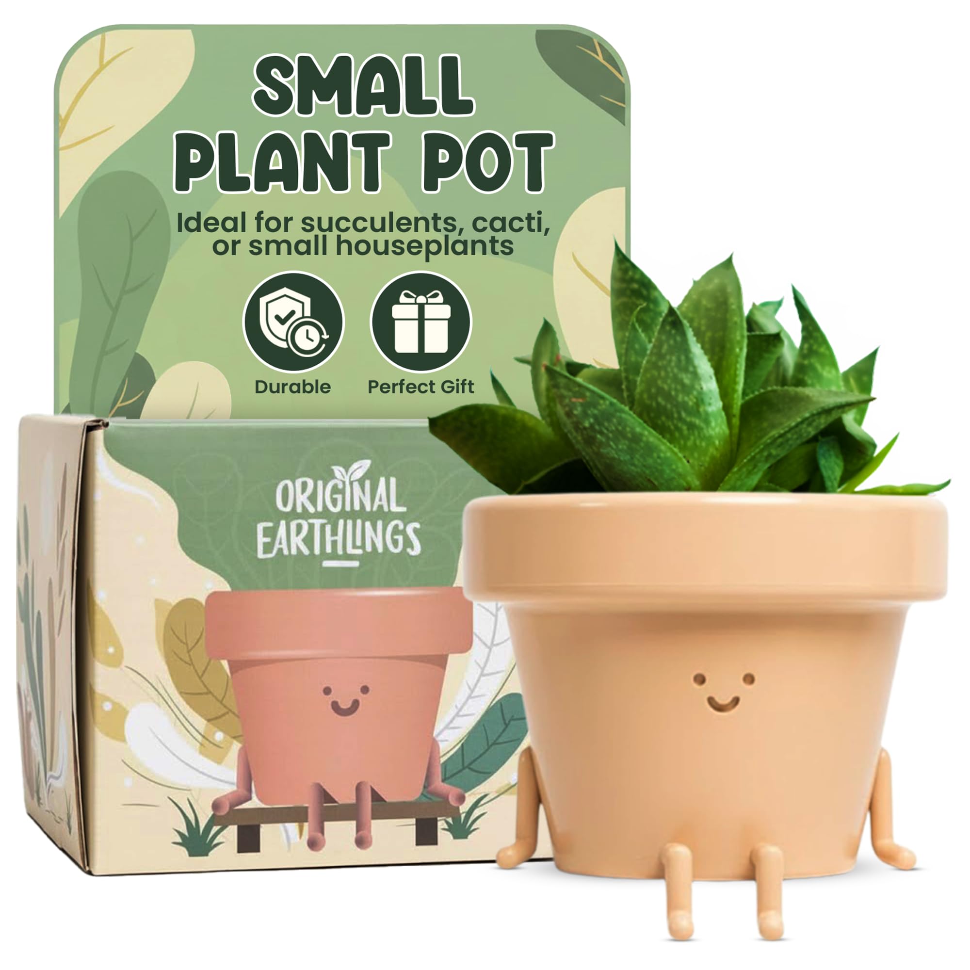 Original Earthlings windowsill decor pot fits neatly on shelves and desks.