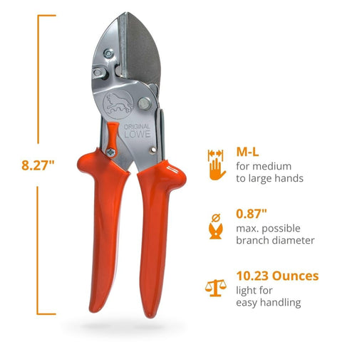 Original LÖWE made-in-Germany pruner with replaceable parts for long-term use