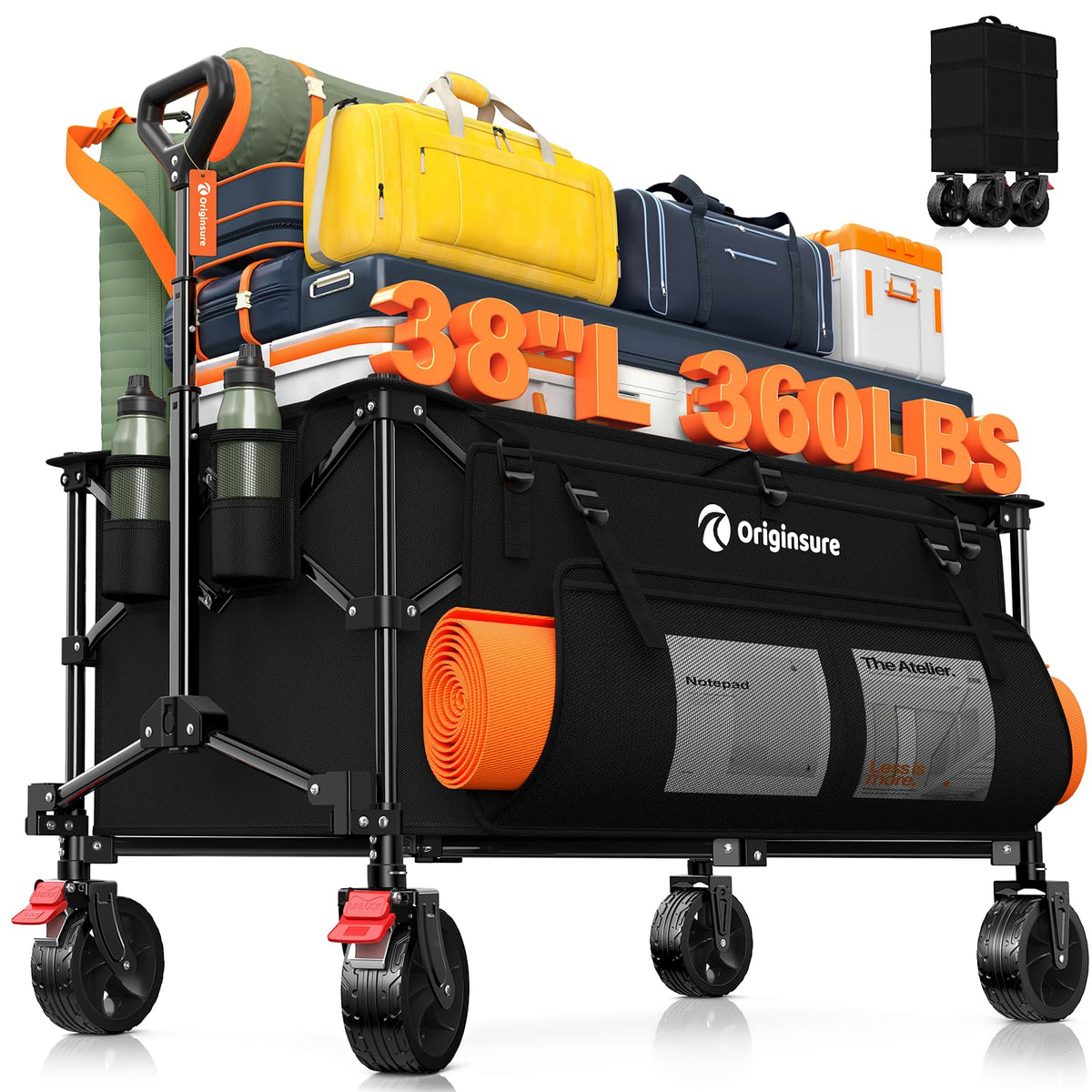 Originsure 220L collapsible wagon folded for compact storage and portability.