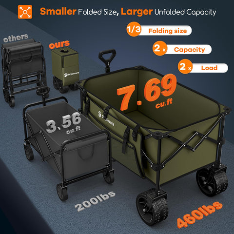 Originsure wagon folded compactly for easy storage in car trunks and closets.