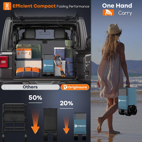 Originsure wagon's sturdy metal frame supports heavy gear.