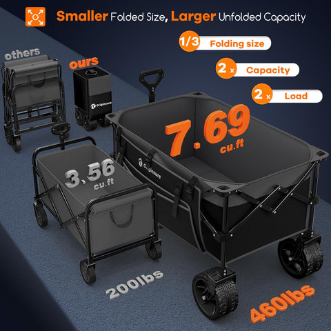 Originsure 220L wagon side view showing durable frame and wheels.