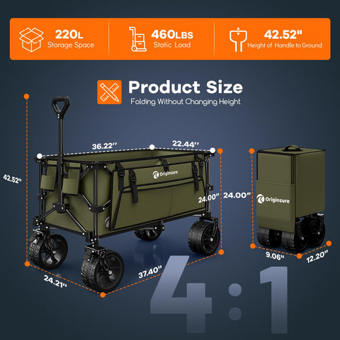 Originsure sturdy metal frame provides durable support for everyday hauling.
