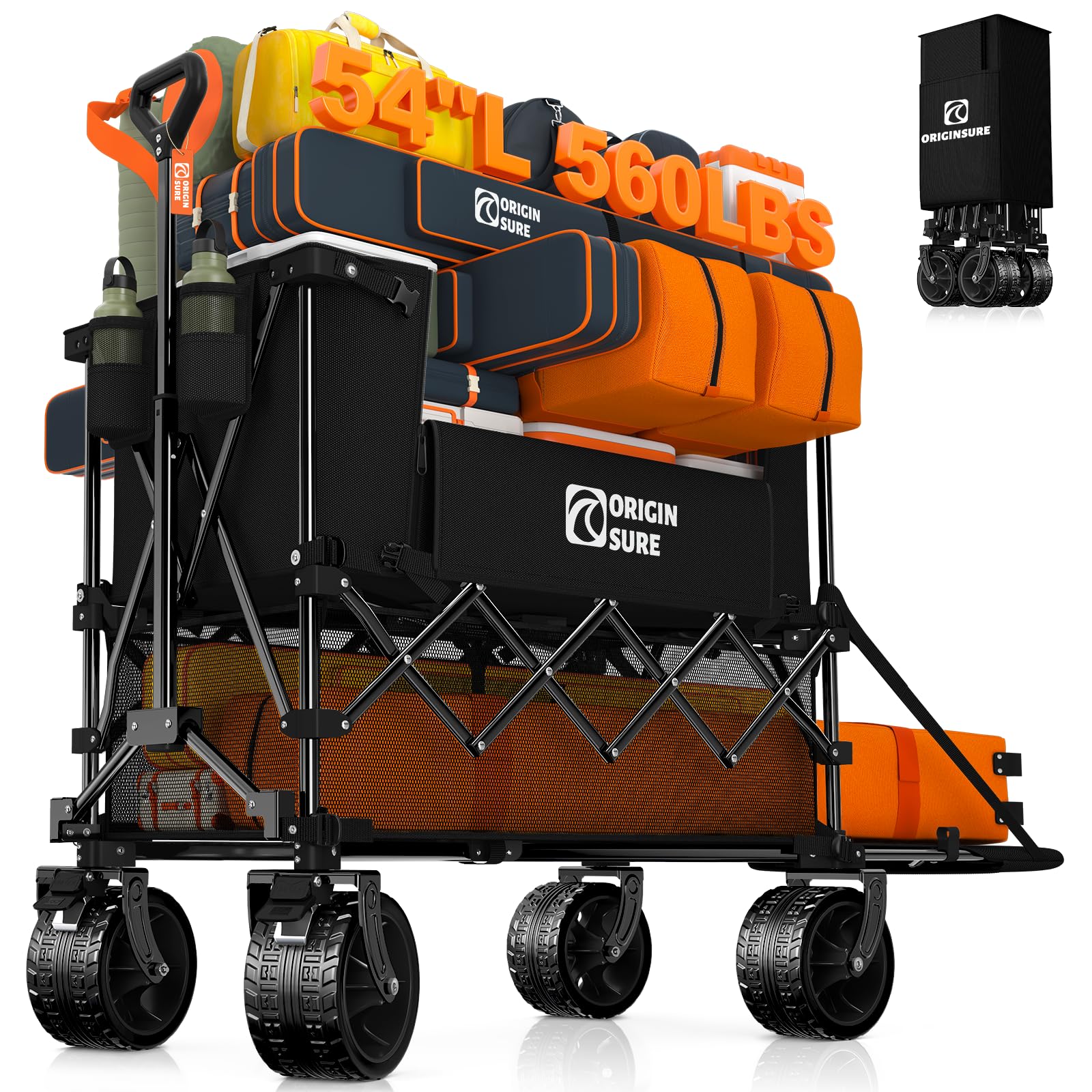 Originsure 400L double-decker wagon with extended lower shelf for bulky gear.