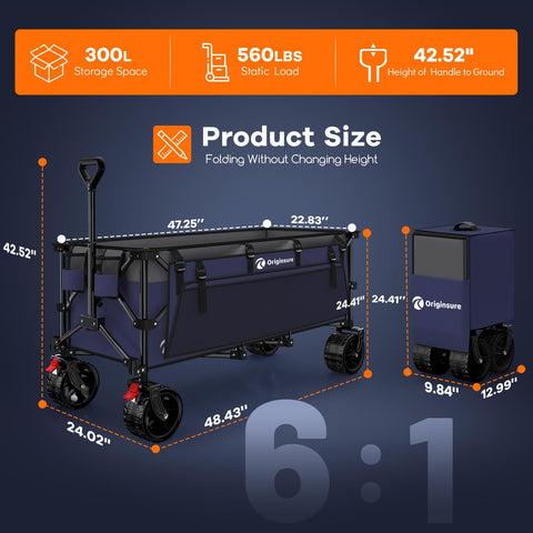 Originsure wagon with side pocket shown for convenient storage during shopping