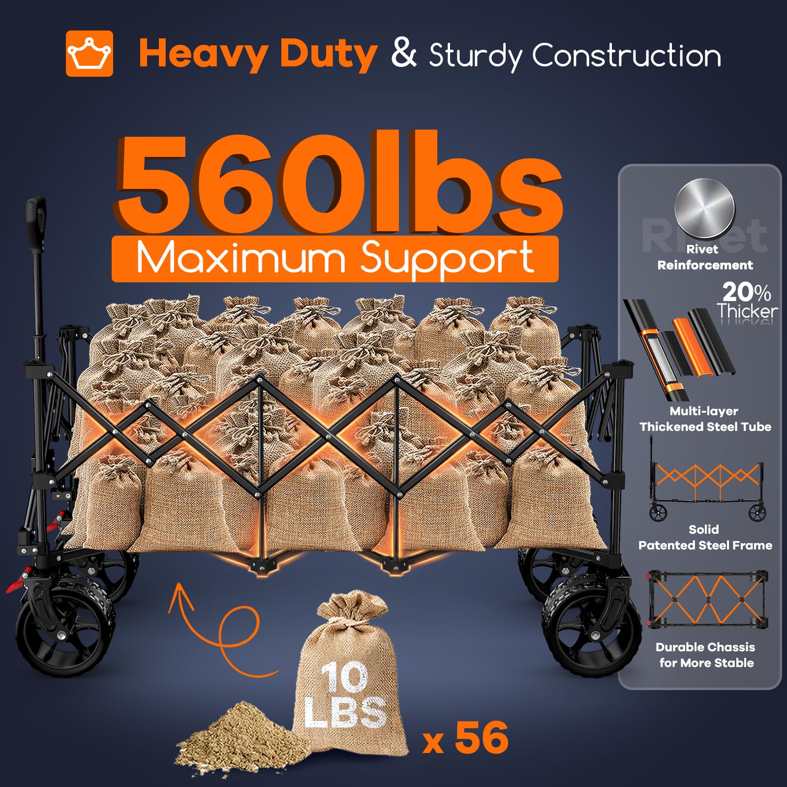 Originsure all-terrain wheels roll smoothly on grass, sand, and pavement.