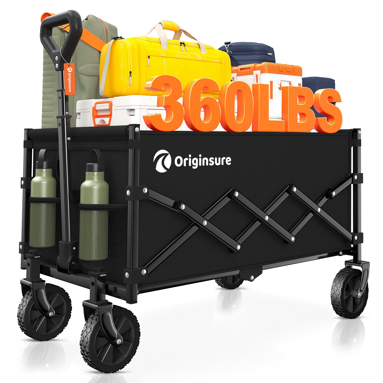 Originsure collapsible wagon folded compactly for easy car trunk storage.
