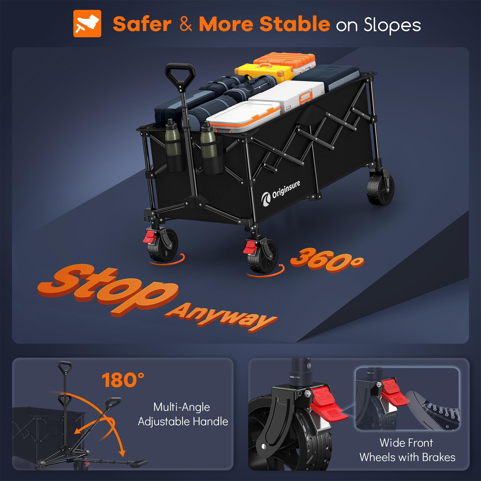 Originsure collapsible wagon stores easily in a car trunk for transport.