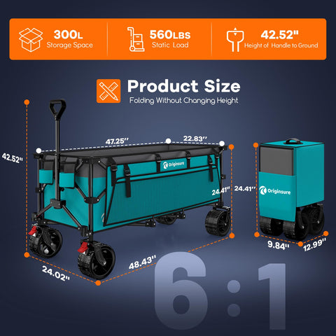 Originsure 300L capacity wagon showing spacious interior for bulk shopping.