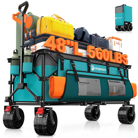 Originsure foldable wagon 48-inch unfolded size, ready for groceries or camping gear.