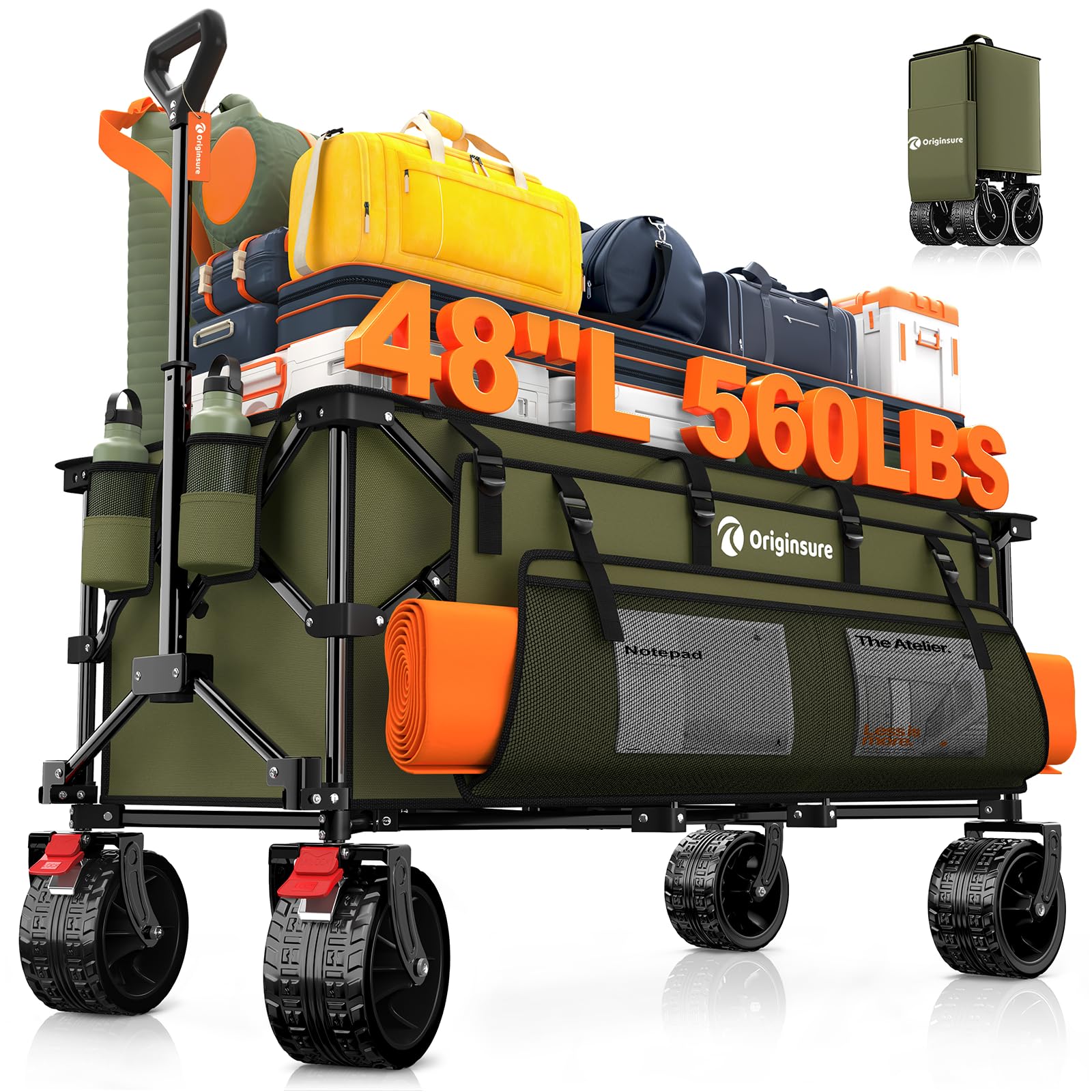 Originsure foldable wagon extended size for easy transport at events