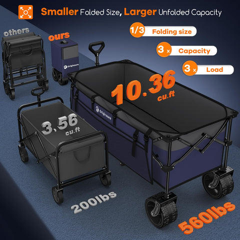 Originsure wagon in folded form illustrating compact storage height.