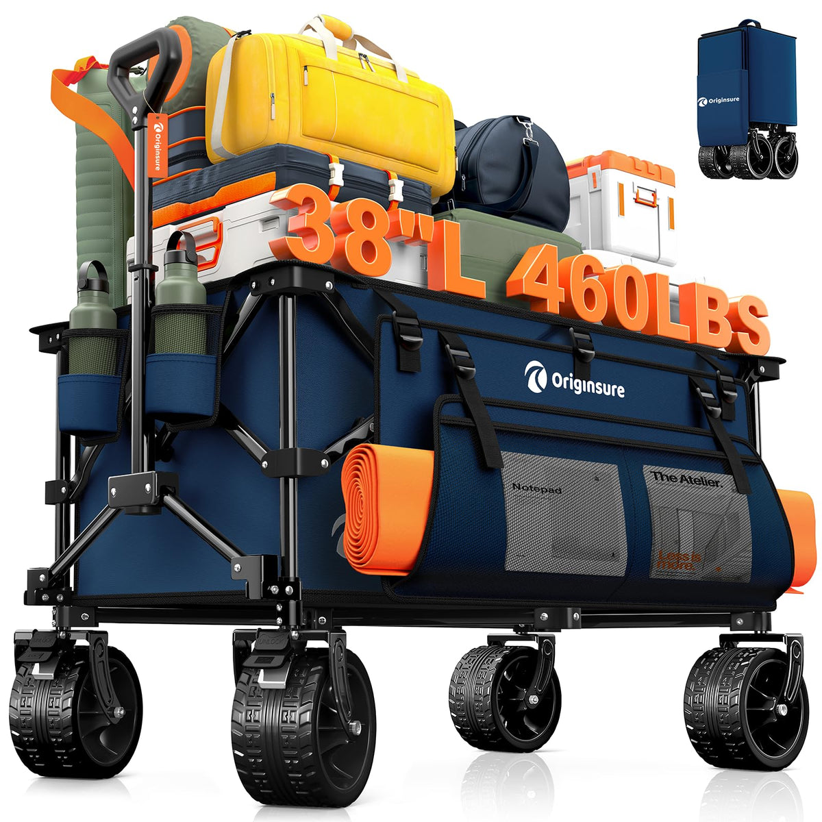 Originsure foldable wagon full-size in action for groceries and gear