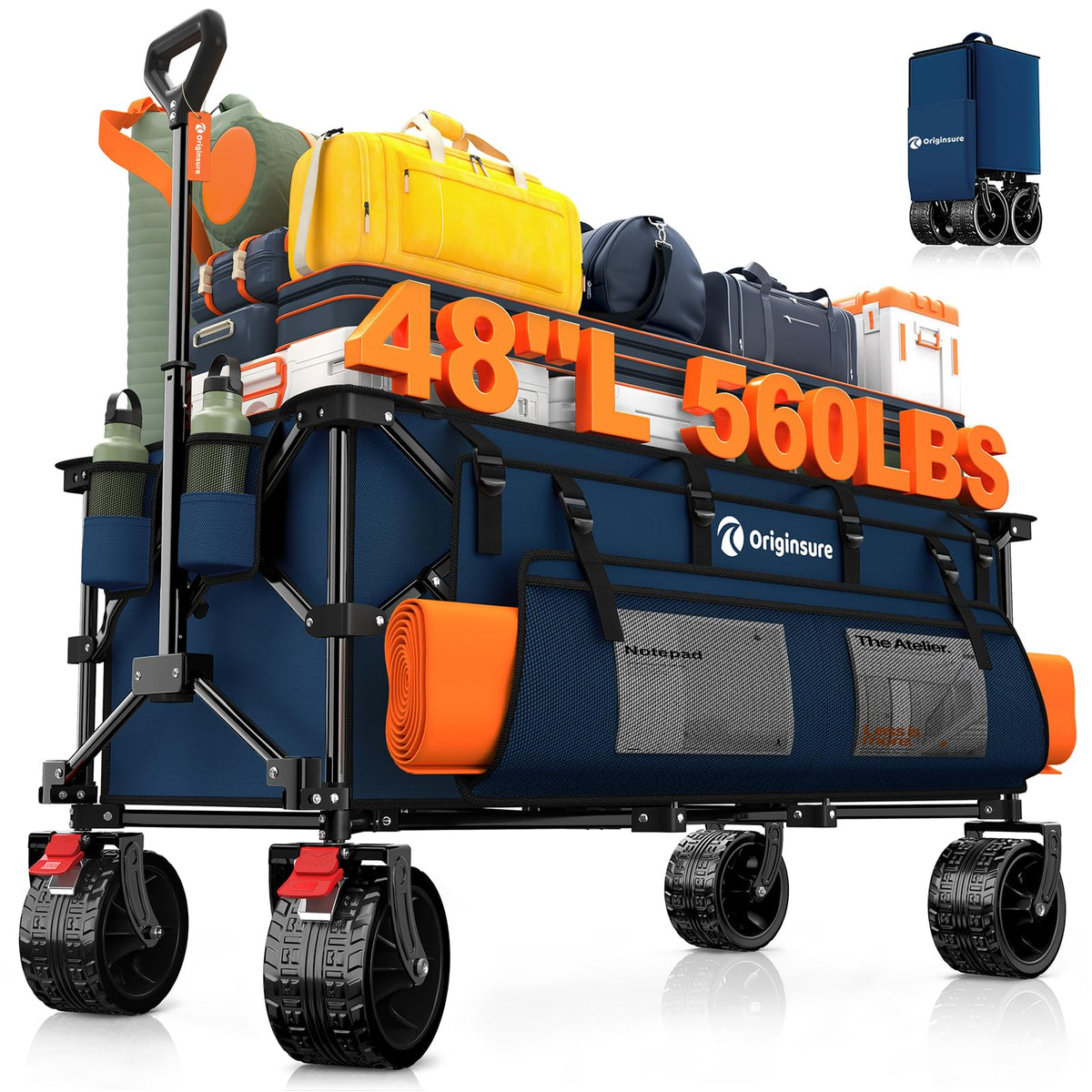 Originsure foldable wagon open with large 300L capacity for groceries and gear.