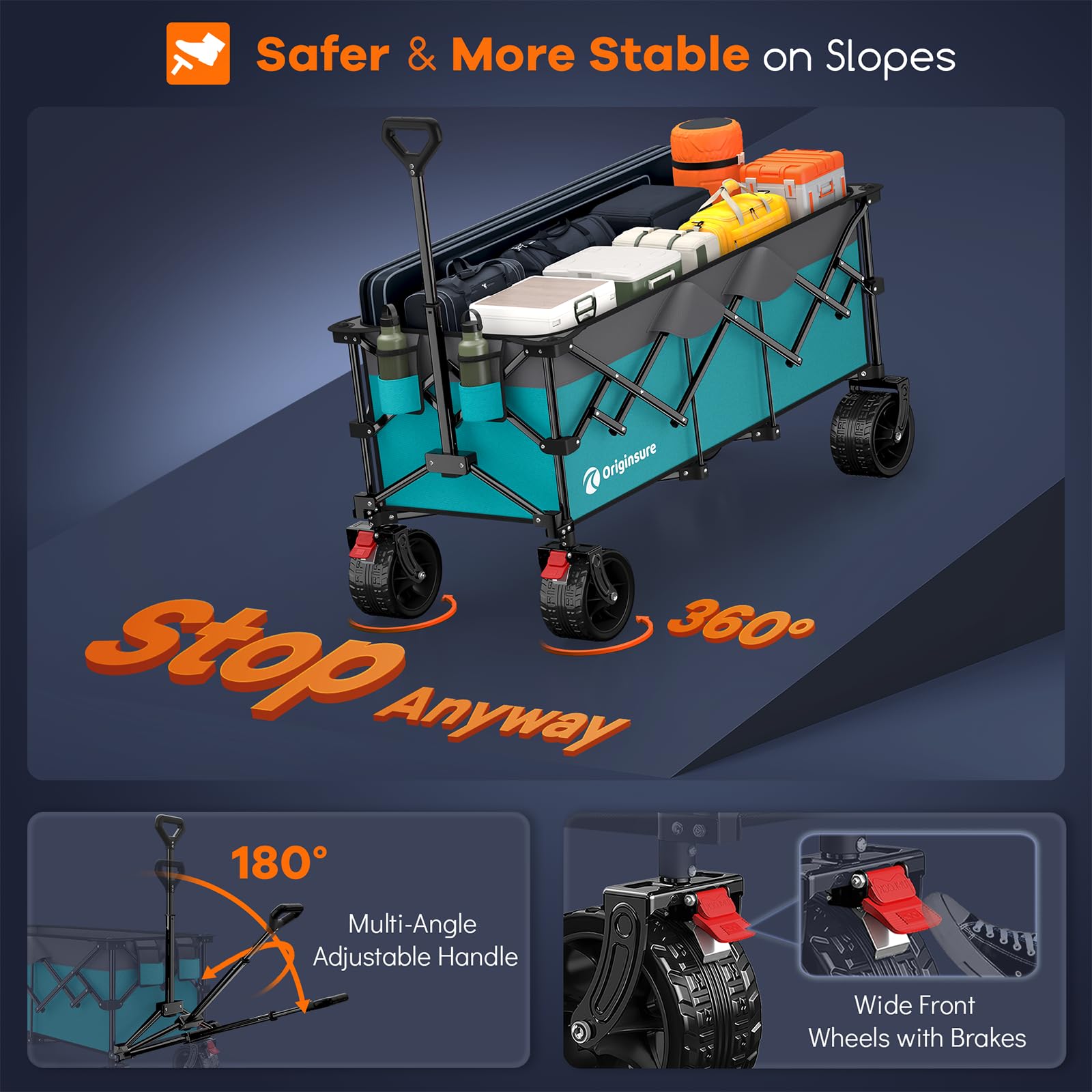 Originsure side pocket and cup holders keep essentials within reach.