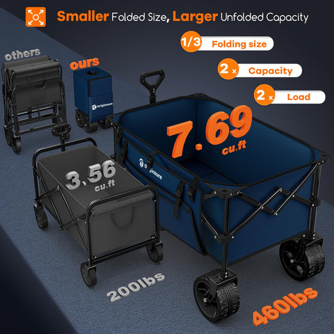Originsure wagon folded compactly showing easy storage after shopping