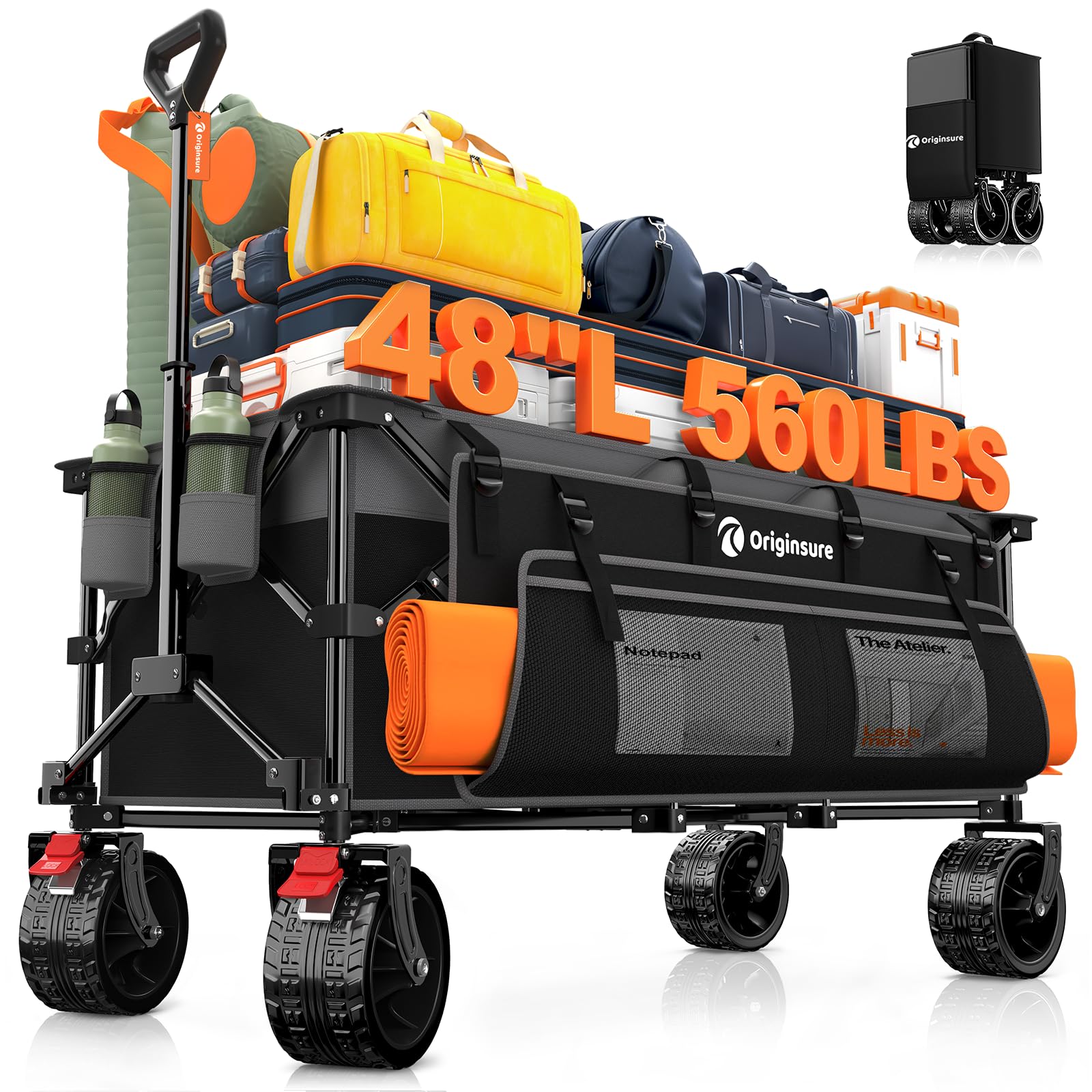 Originsure folding wagon extended size for easy transportation.