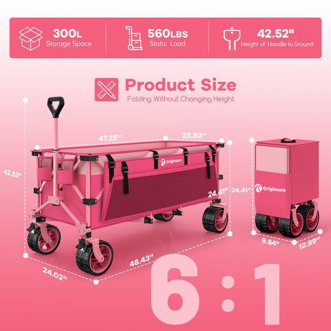 Originsure heavy-duty wagon frame demonstrates 560 lb static load for groceries and camping