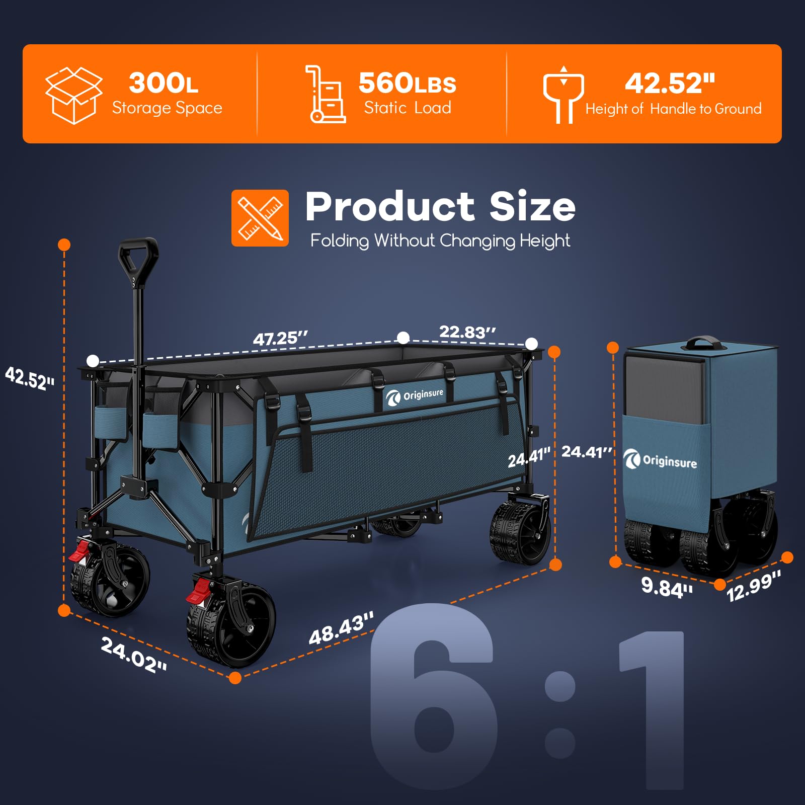 Originsure heavy-duty metal frame supports heavy loads for durable use.