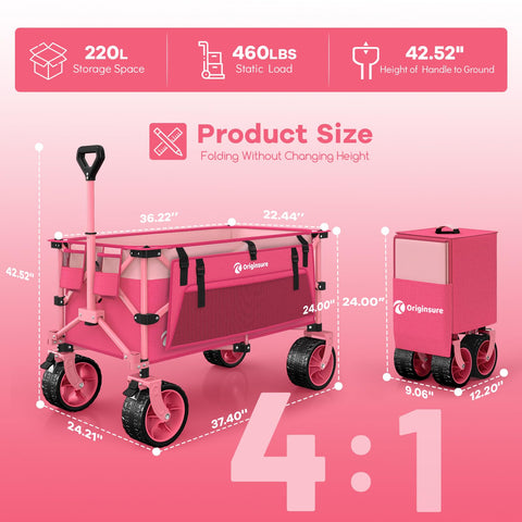 Originsure heavy-duty wagon frame with 460 lbs capacity for groceries and gear
