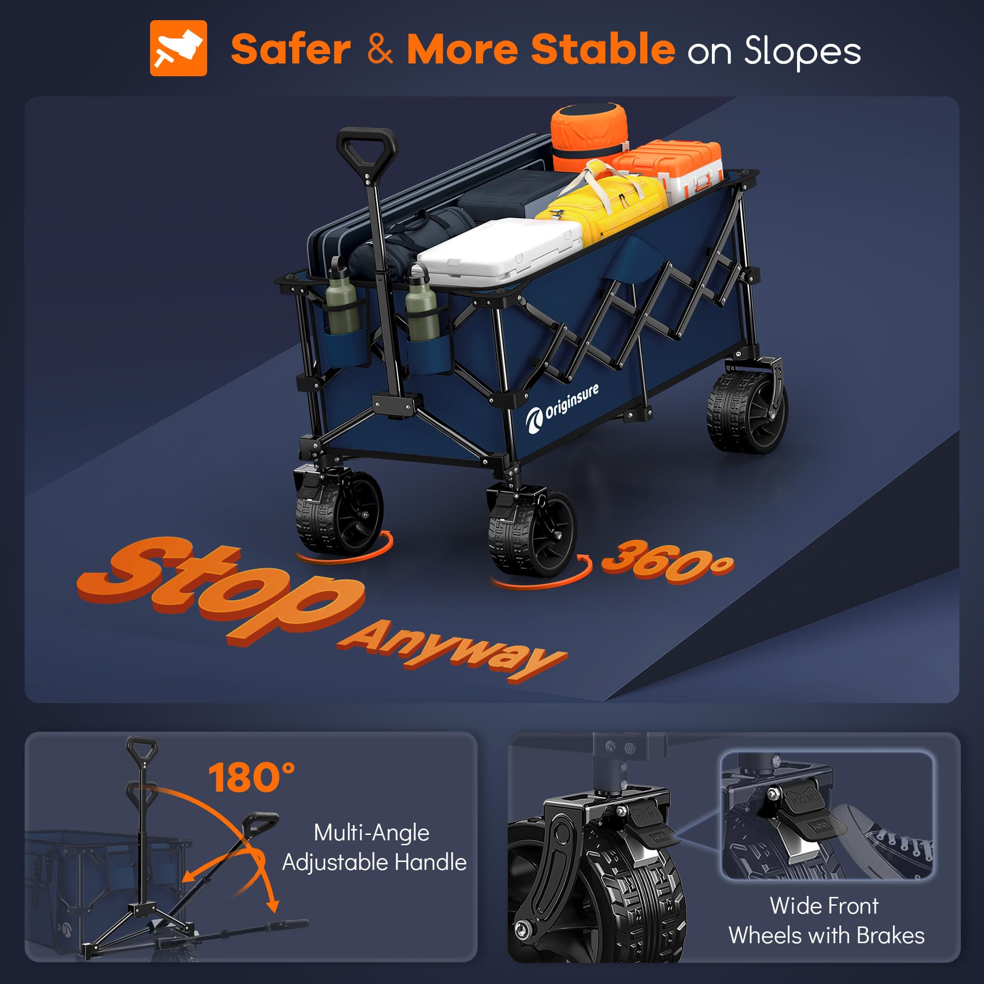 Originsure side pocket and cup holders for quick access