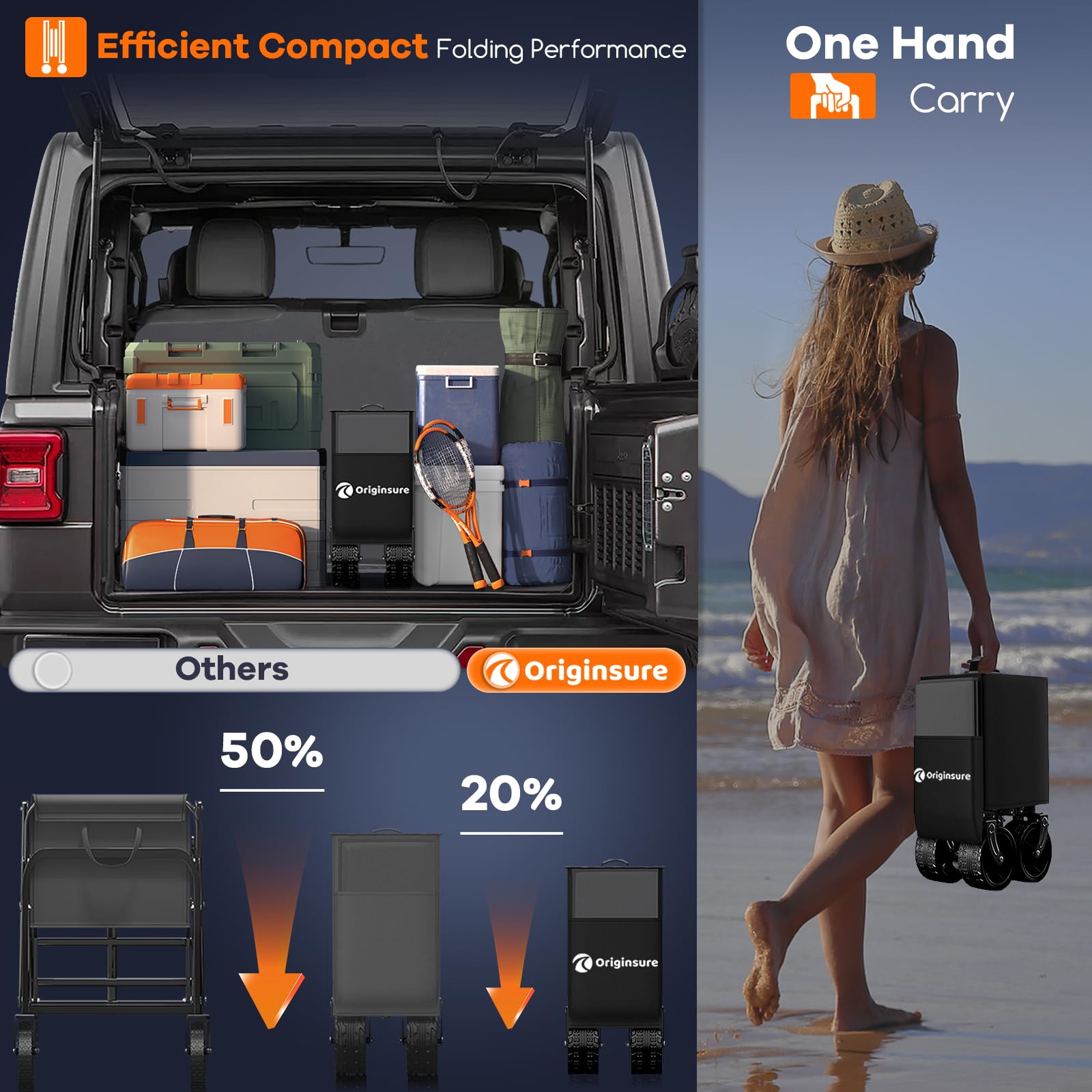 Originsure side pocket and cup holders keep essentials handy.