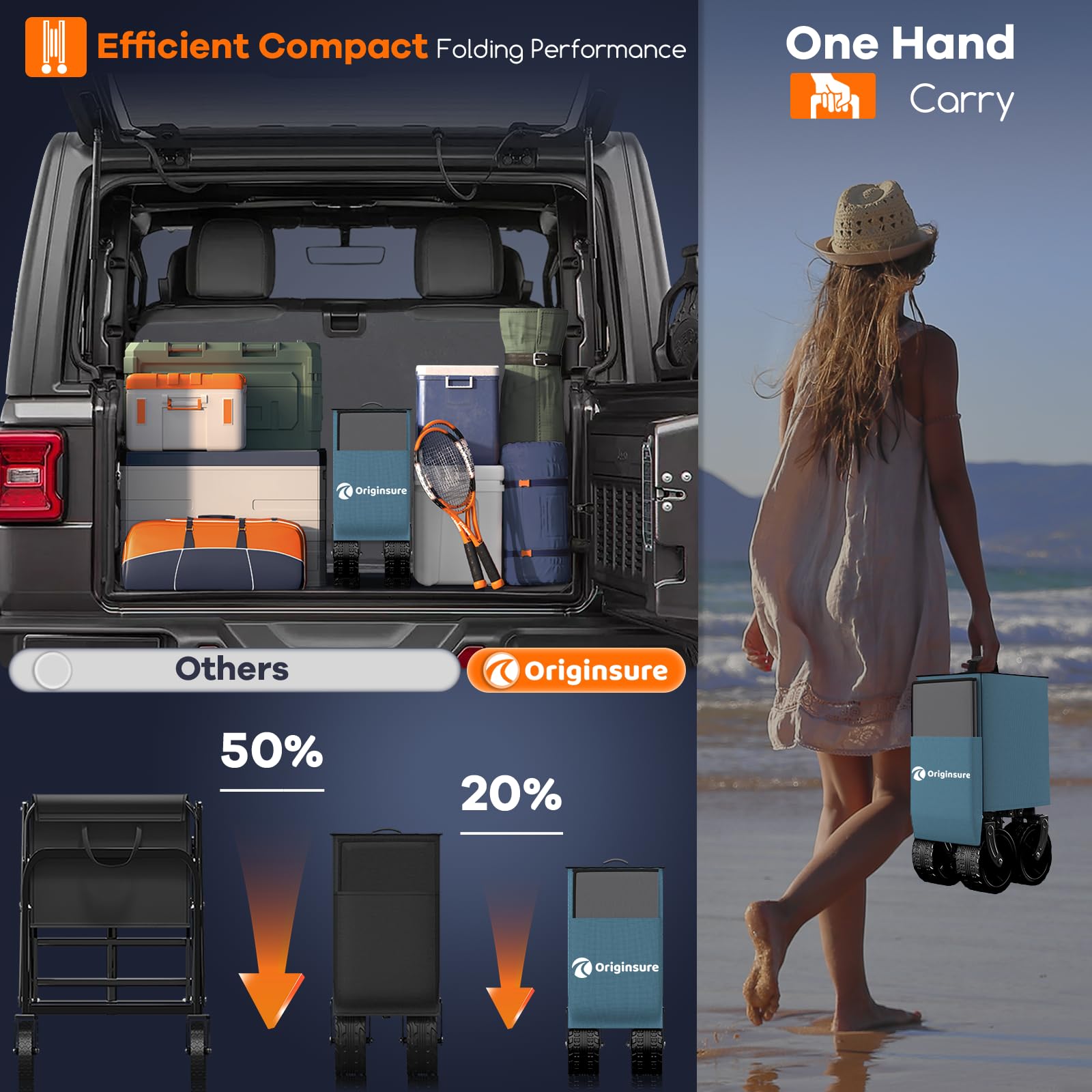 Originsure side-pocket and cup holders keep essentials within reach.