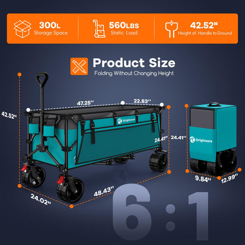 Originsure wagon loaded to illustrate 560lb static weight capacity.