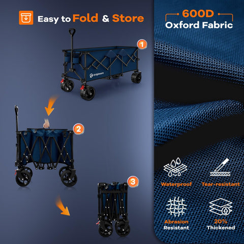 Originsure wagon fits neatly in trunk, ready to roll at destination.