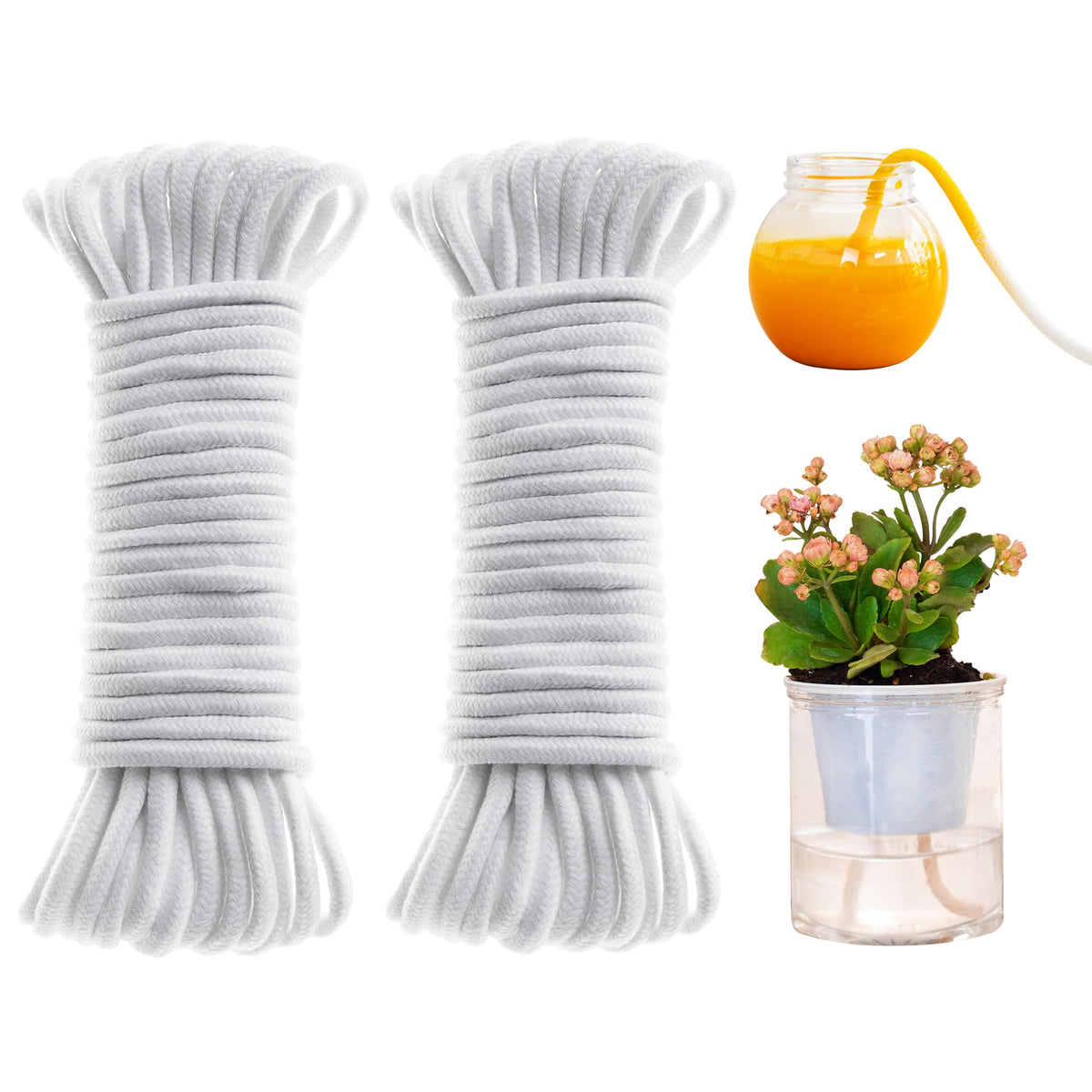 ORIMERC self-watering rope at 100ft keeps potted plants hydrated while you are away.