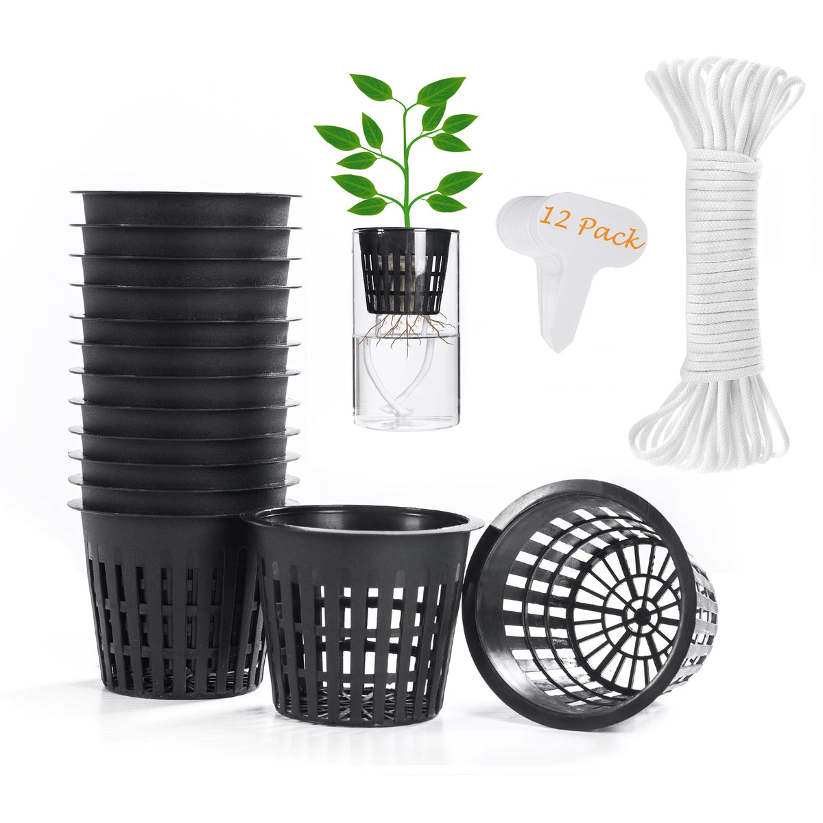 ORIMERC 12-pack 3 inch net pots for hobby hydroponics