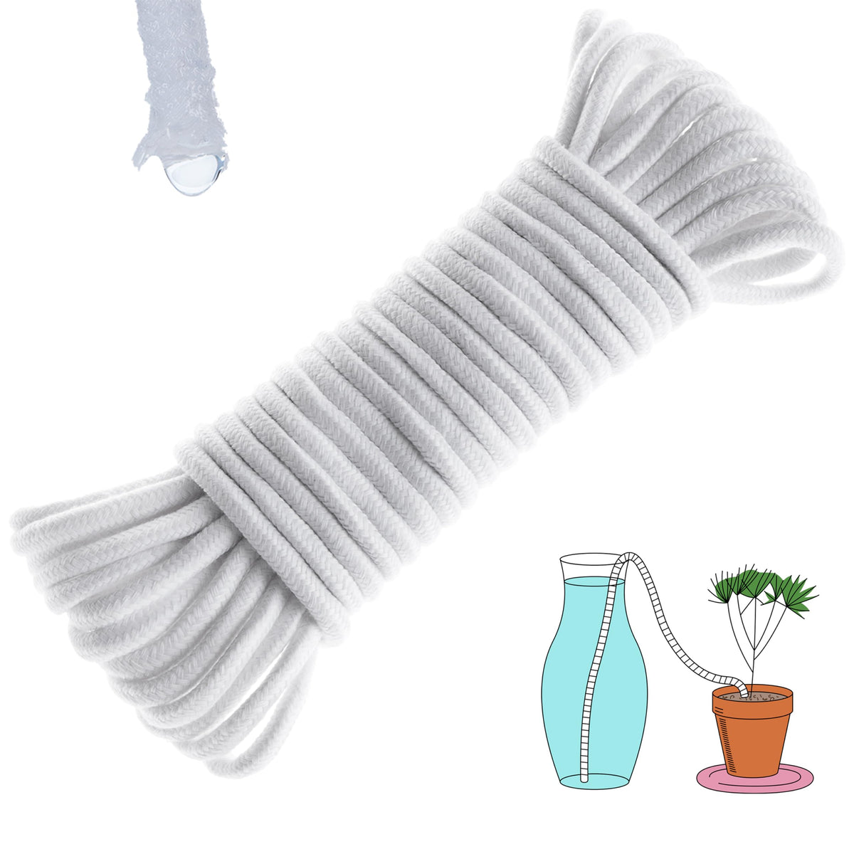 ORIMERC capillary wick rope 50ft enables hands-free self-watering for happy potted plants.