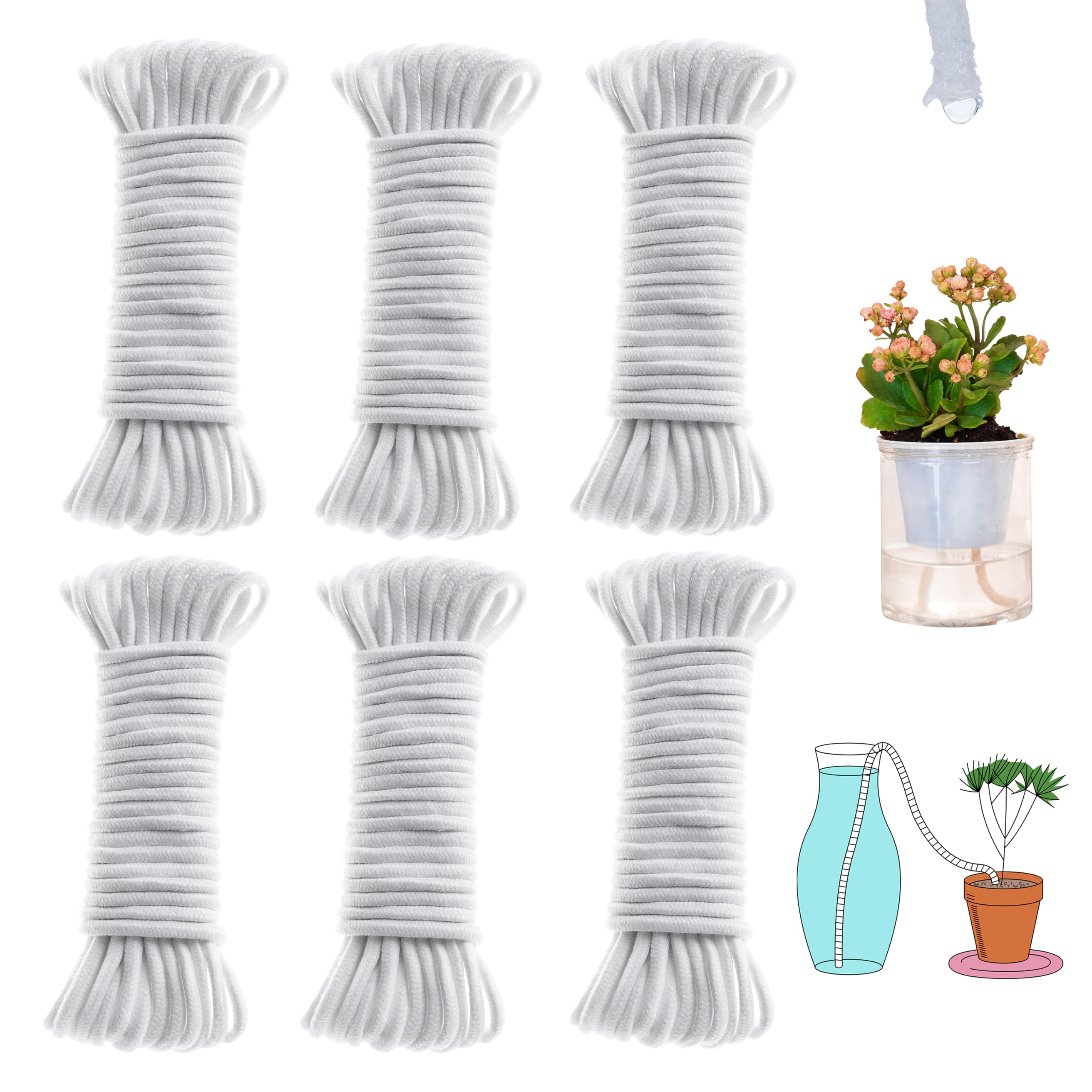 ORIMERC self-watering capillary wick cord 300ft long for unattended plant care.