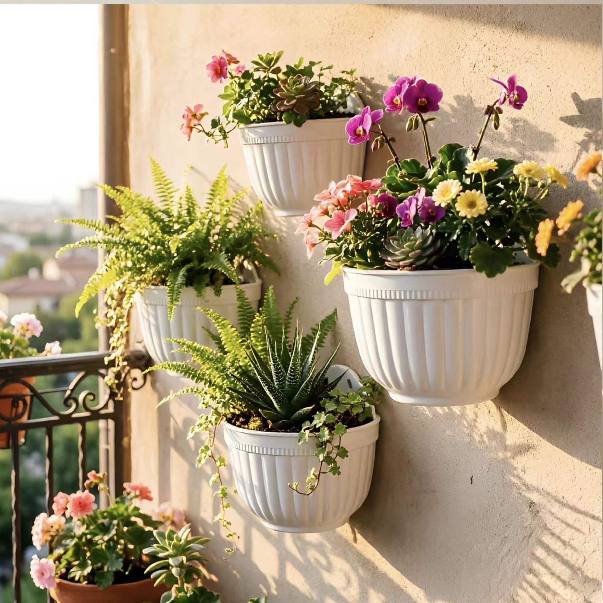 ORIMERC wall hanging planter shows two holes for easy vertical installation and display.