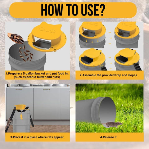 ORIVO multi-catch 5-gallon bucket system traps mice and rats safely.