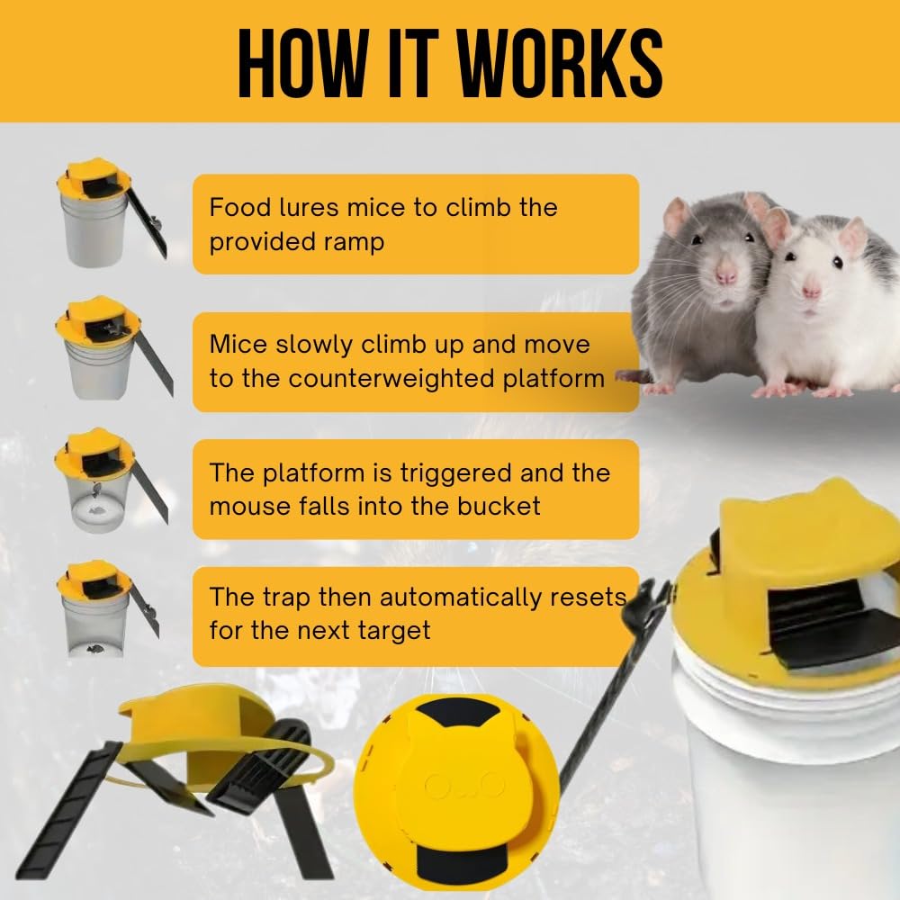 ORIVO self-resetting bucket trap lid provides reusable pest control without extra mess.