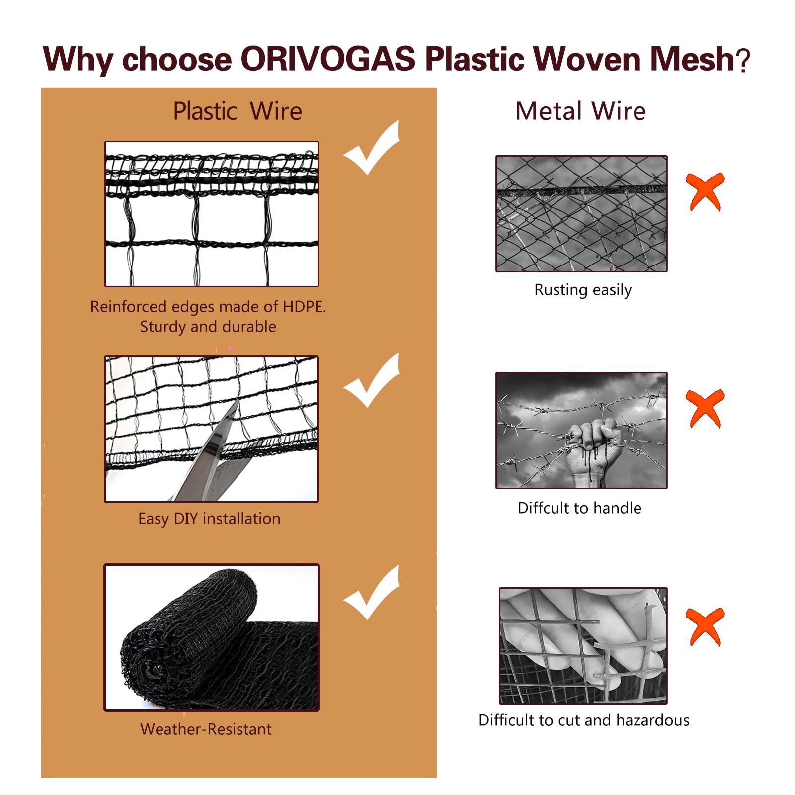 ORIVOGAS deer-dog-proof fence helps separate yard spaces while staying low-profile.