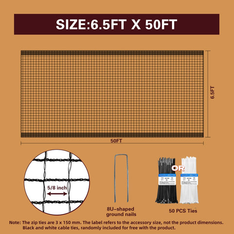 ORIVOGAS edge-reinforced fence with ropes enables quick, tangle-free installation around posts.