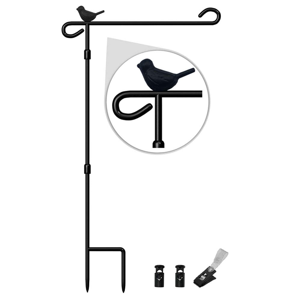 ORIZZP Garden Flag Holder with bird-top design adds durable outdoor appeal