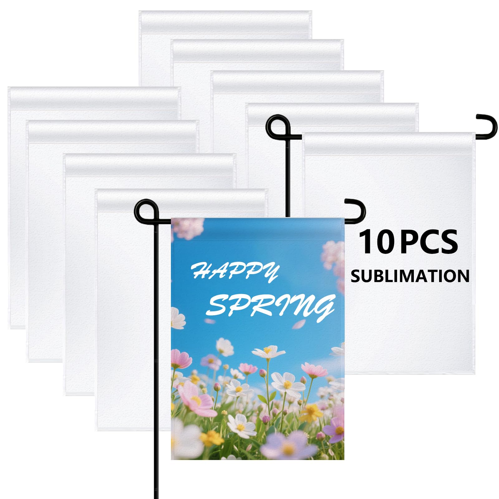 ORJ 10pc garden flags (18x12) for outdoor decoration.
