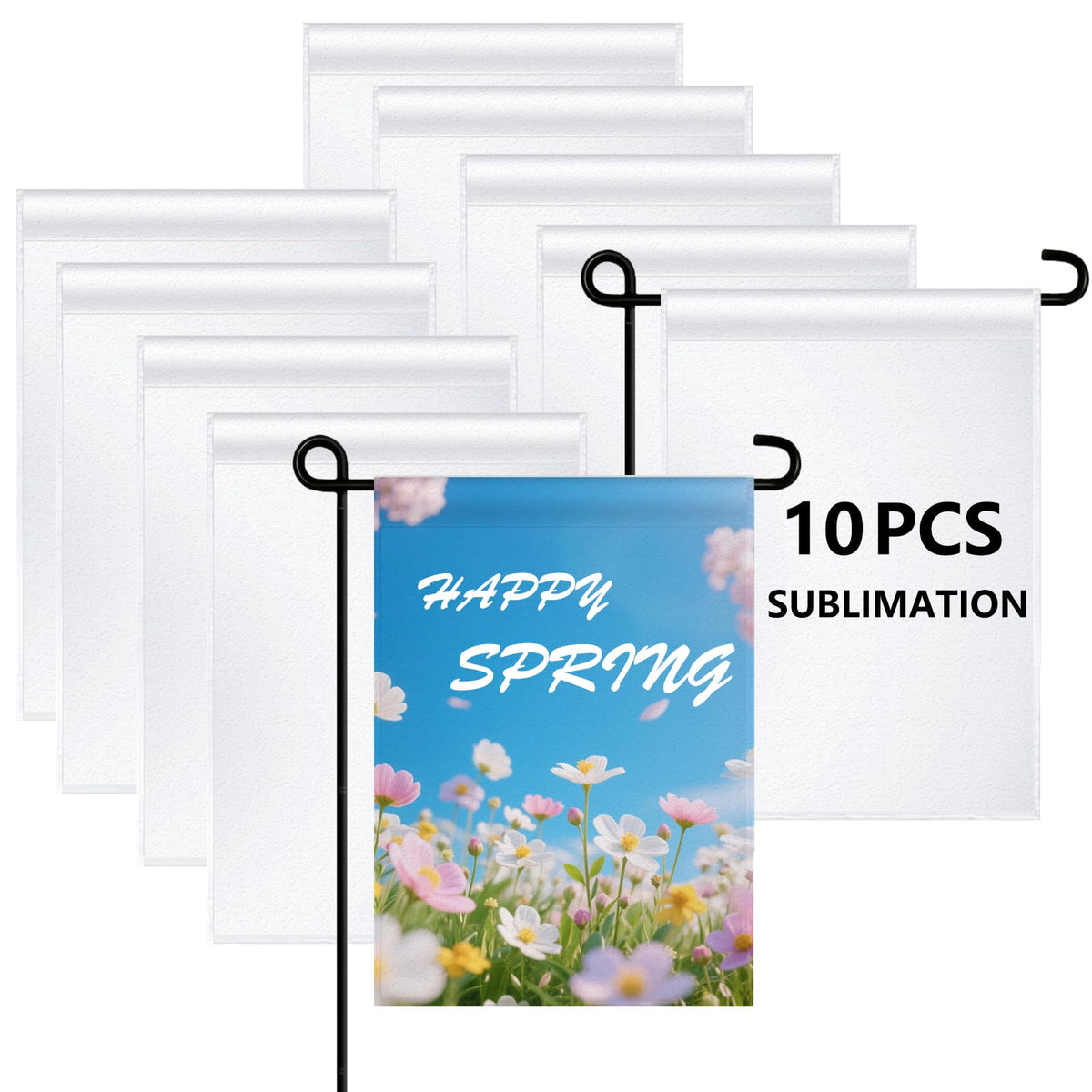 ORJ 10pc garden flags (18x12) for outdoor decoration.
