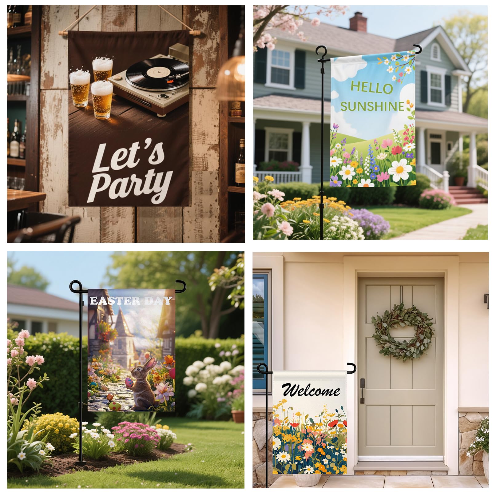 ORJ outdoor garden flags for porch and yard ambiance.