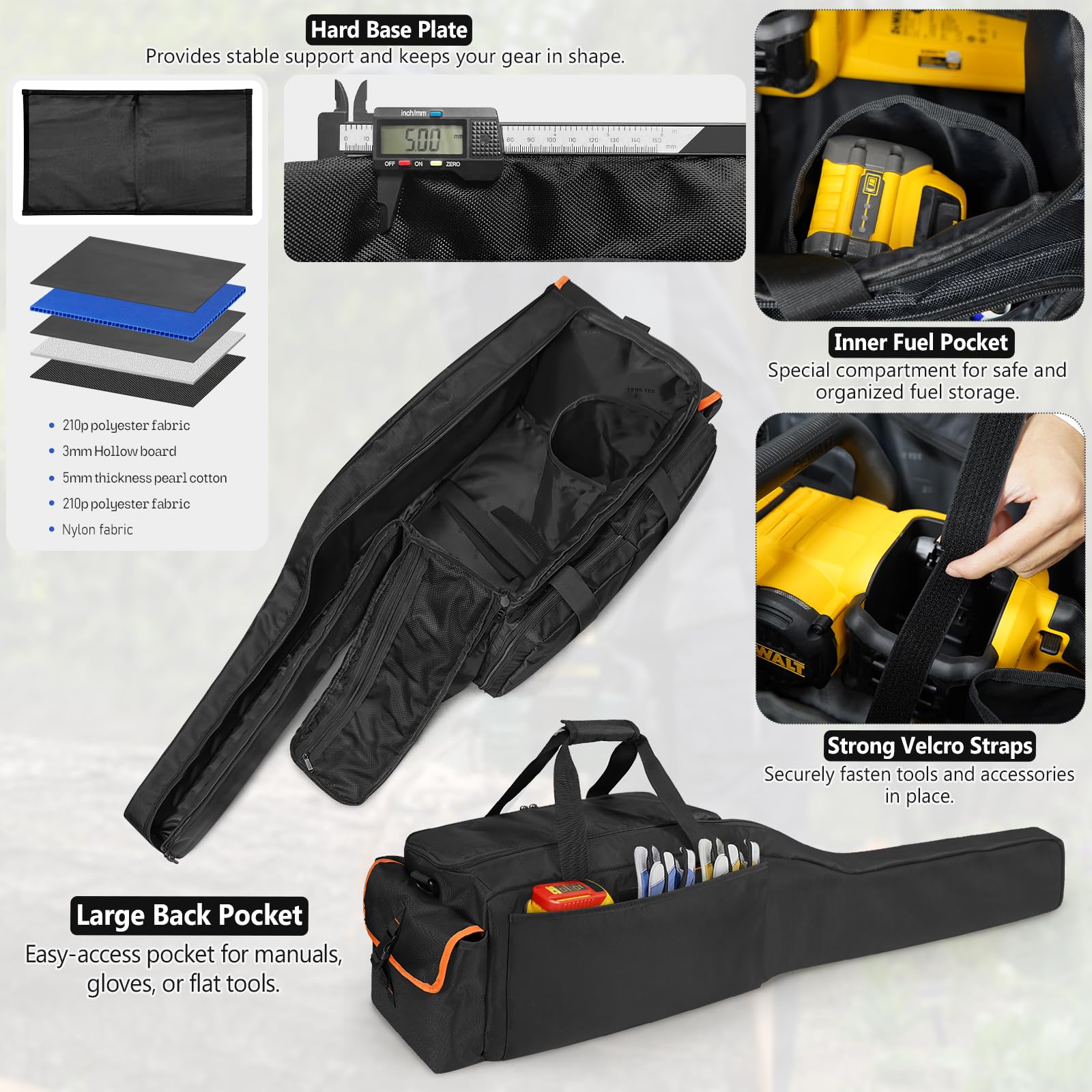 Interior organizer of ORKELS case keeps tools and batteries neatly arranged.
