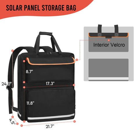 ORKELS solar panel storage bag side pocket for cables and chargers